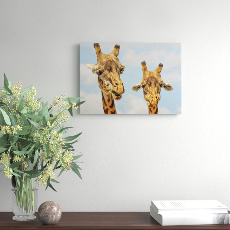 Two Giraffes Chewing Photographic - Wrapped Canvas, 35cm H x 50cm W