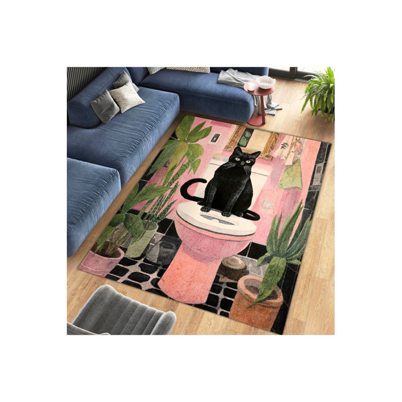 Tapis décoratif tissé à motif de chat noir Northern Collection, Sous-tapis rectangulaire de 3 pi 3 po x 4 pi 11 po