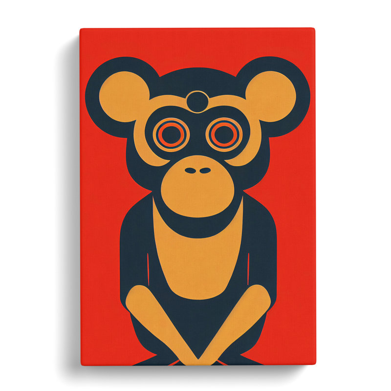 Monkey in Abstract No.2 - Wall Art, 50cm H x 35cm W x 3cm D, Wrapped Canvas