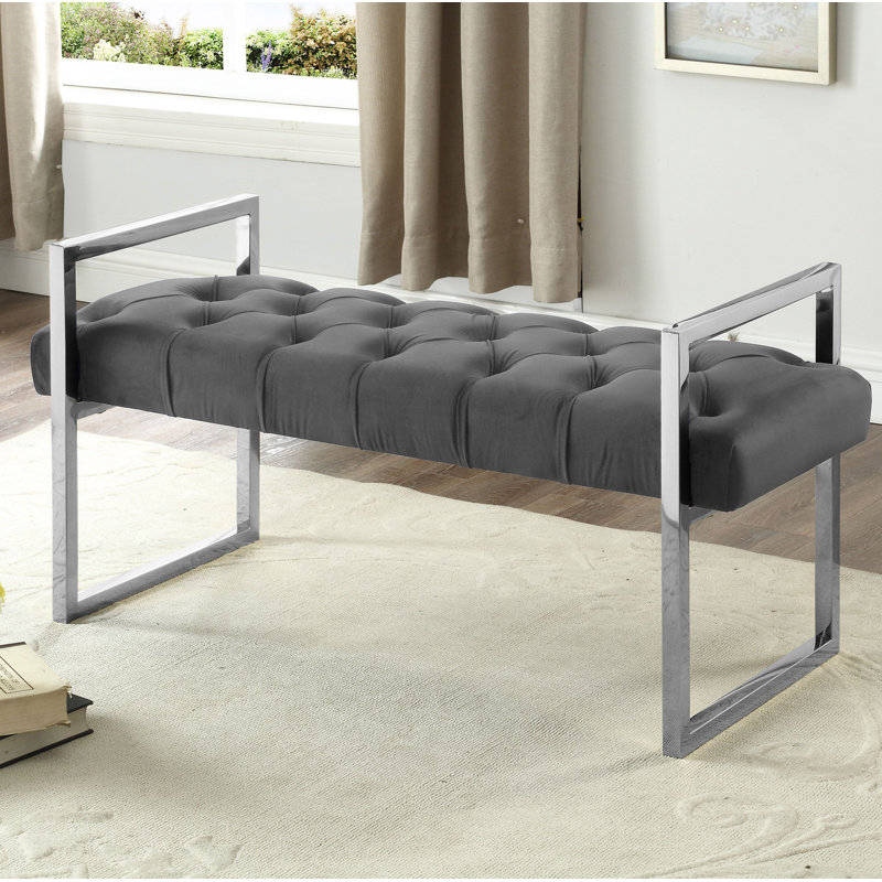 Brammer Fabric Upholstered Bench, Gray