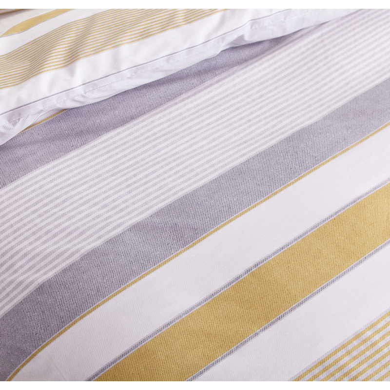 Newquay Stripe Duvet Cover Set, King Duvet Cover, Ochre