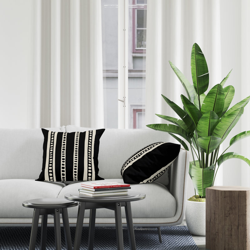 Jeté carré intérieur / extérieur en polyester Ikom, L 19 po x H 19 po, Noir