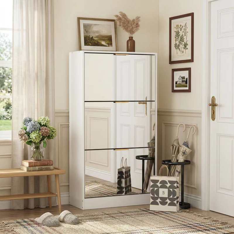 18 Pair Shoe Storage Cabinet, White