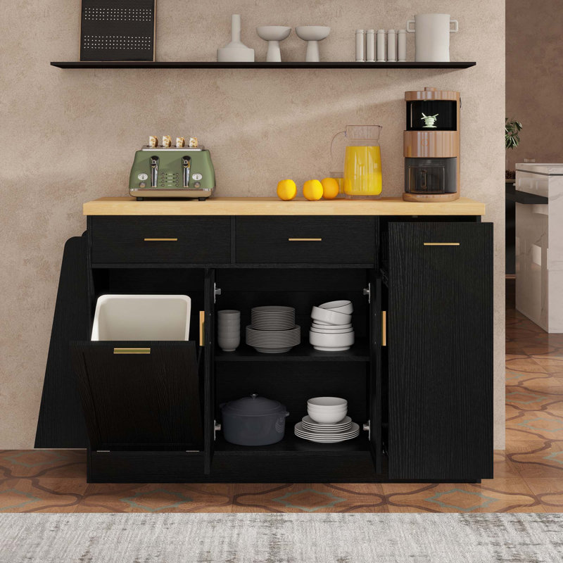 Buffet de rangement multifonctionnel avec armoire coulissante cachée et porte-épices à 3 niveaux pour la salle à manger de cuisine