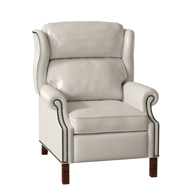 Fauteuil inclinable présidentiel, Naturel, Acajou, Cuir véritable minéral Rio