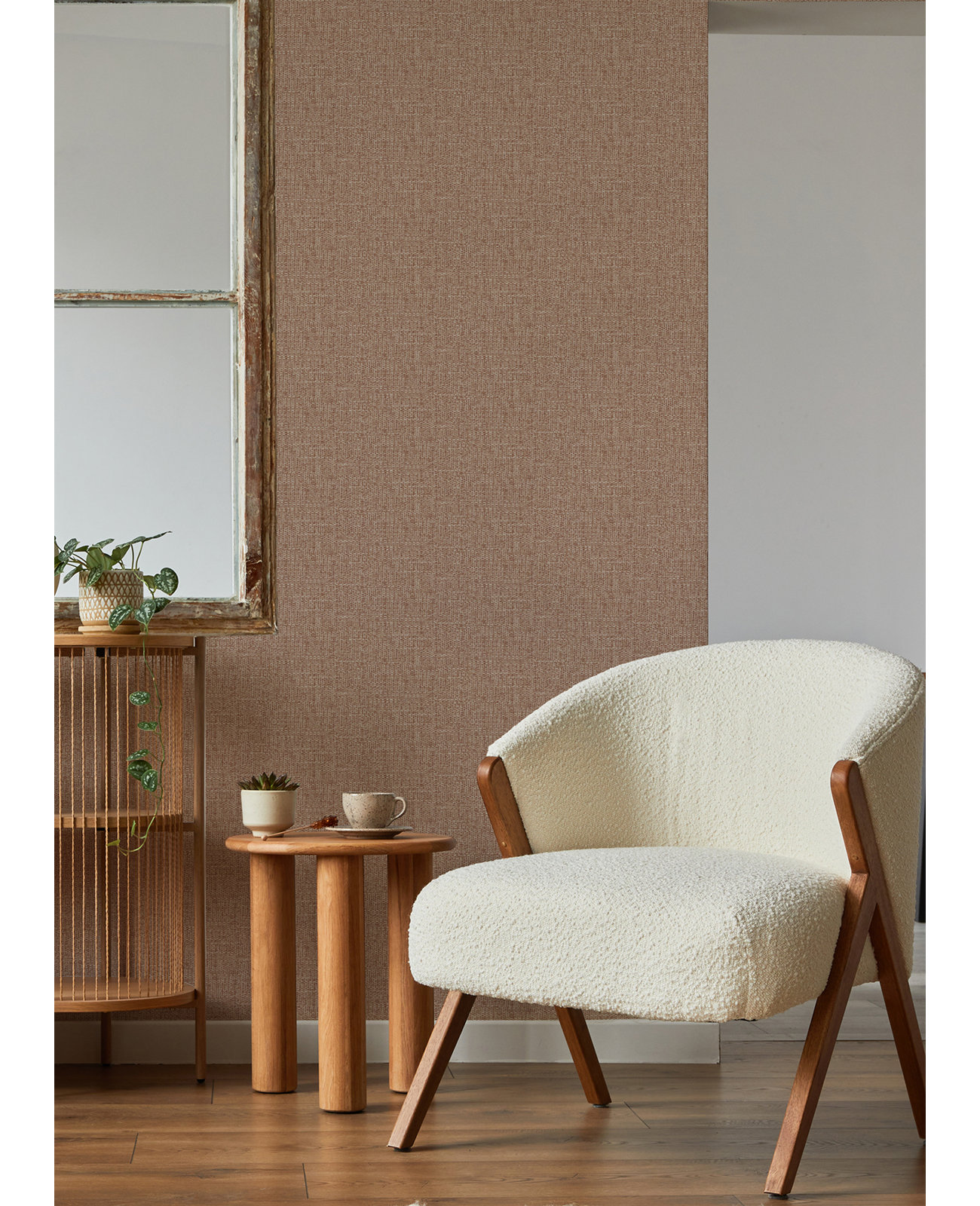 Rafi Plaid Wallpaper, Coral