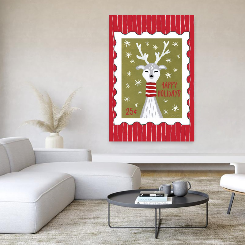 Holly Jolly Mail II, art animalier abstrait contemporain, H 60 po x l 40 po