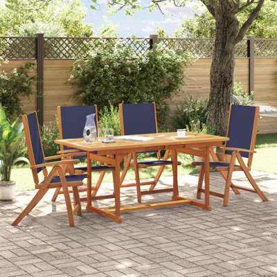 4 - Person Wood Patio Dining Set with Rectangular Table , Cushions Included