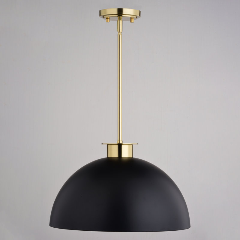 Luminaire suspendu en forme de dôme à 1 lumière Devon, Noir mat
