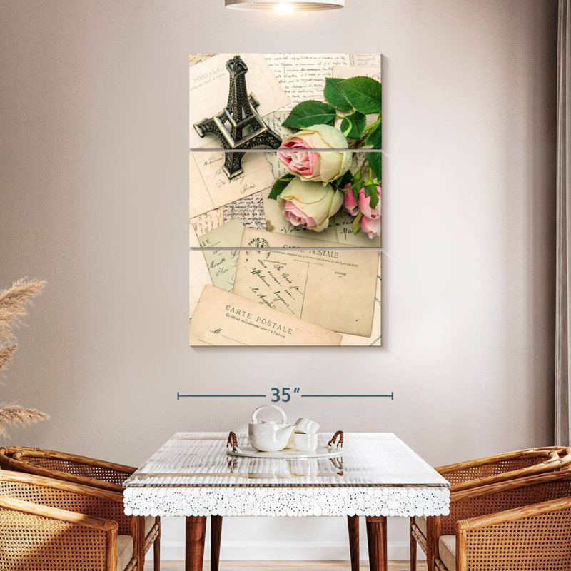 Hardie roses sur des cartes postales françaises, H 50 po x l 32 po