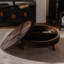 Table basse ronde 39,37 "avec espace de rangement, convenant au salon et au bureau, brun-1088283424-1088283425