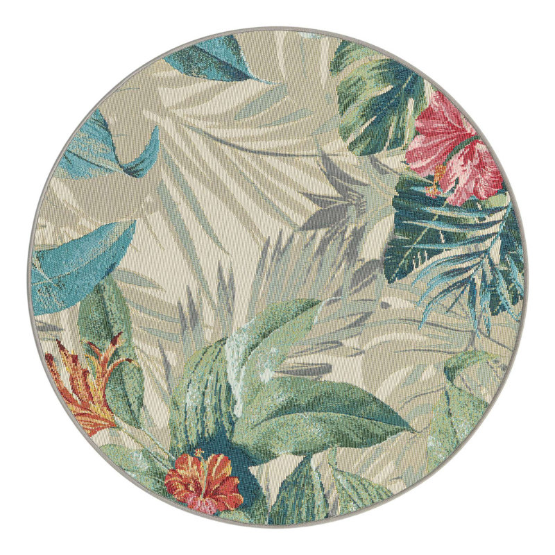 Tapis d'extérieur Anniston Multi_Unique Loom Kula, Rond 3 pi 1 po