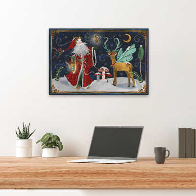 «Winter of Wonder I», animal contemporain, bleu, or, brun, Christma