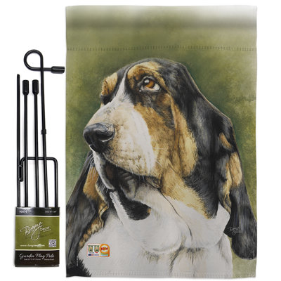 Ensemble de 2 côtés en polyester 1,5 x 1,1 pi basset hound nature animaux