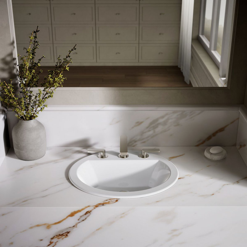 Bryant Vitreous China Oval Drop-In Bathroom Sink with Overflow, Ice Gray