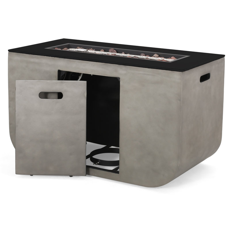Aprell Rectangle Concrete Propane Smokeless Fire Pit Table with Hidden Fuel Tank