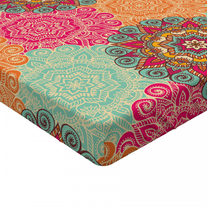 Mandala Microfiber Damask Fitted Sheet, Twin Fitted Sheet