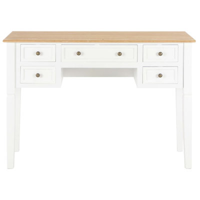 Bureau d'écriture en bois aggloméré brun et blanc, bureau de travail standard style contemporain