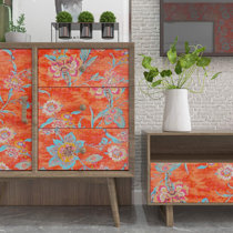 Orange Floral Wallpaper Floral Panel