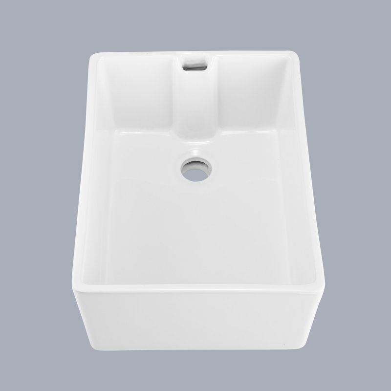Évier de cuisine en céramique blanche à cuve simple 23,6 po x 18 po, égratignure et teinture, lisse, facile à récurer, cuve de L 23,6 po x l 18 po, égratignure, teinture, saletés