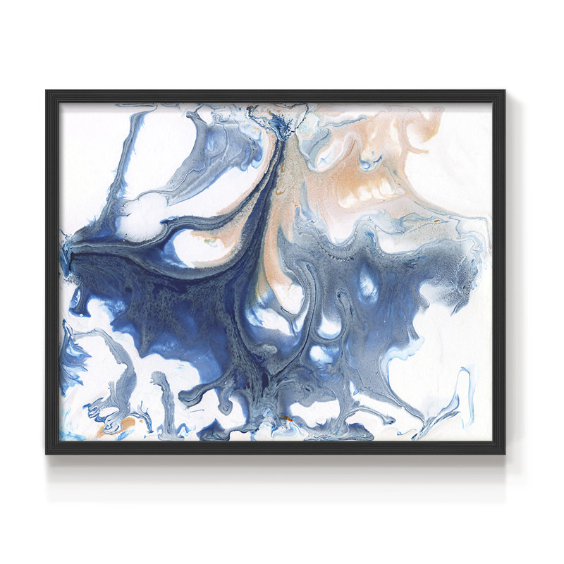 «Dancing Blue I», reproduction encadrée, H 11 po x l 14 po, Noir, noir, noir, noir