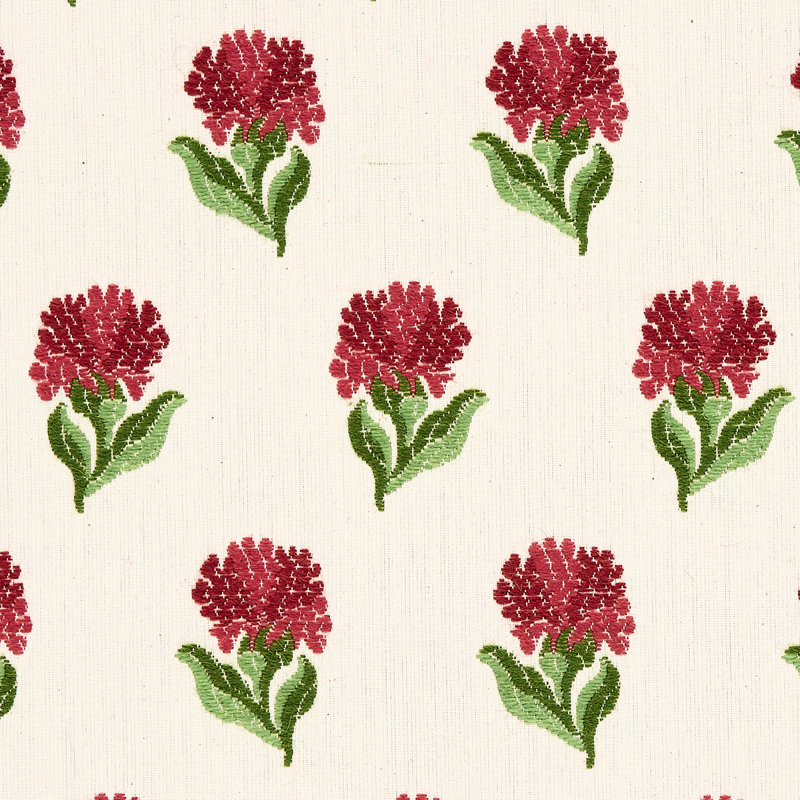Tissu floral Rosina, Grenat