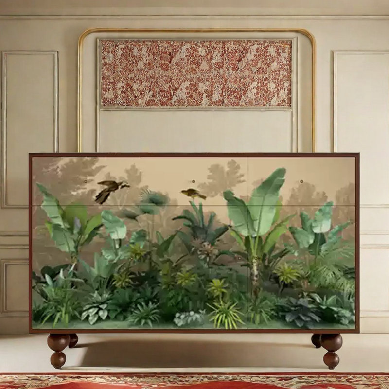 Buffet décoratif Light Luxury, Noyer / vert