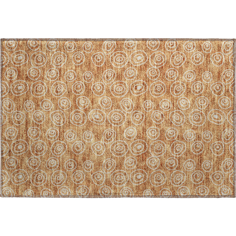 Premium Machine Washable Prisco Terracotta Rug