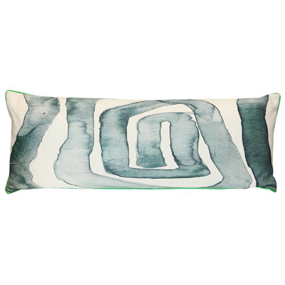 Wyatt Abstract Monolith Form Abstract Lumbar Pillow - Sage Green, Soft Gray & Ivory - 36" x 14"