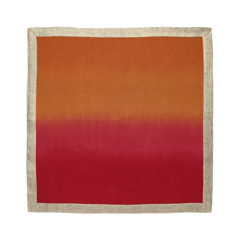 Dip Dye Linen Napkin, Cranberry/Orange