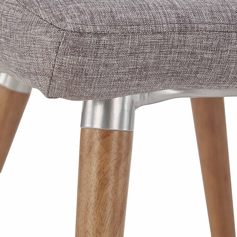 Jaeya 18.5'' H Linen Upholstered Side Chair, Grey Linen, Light Oak