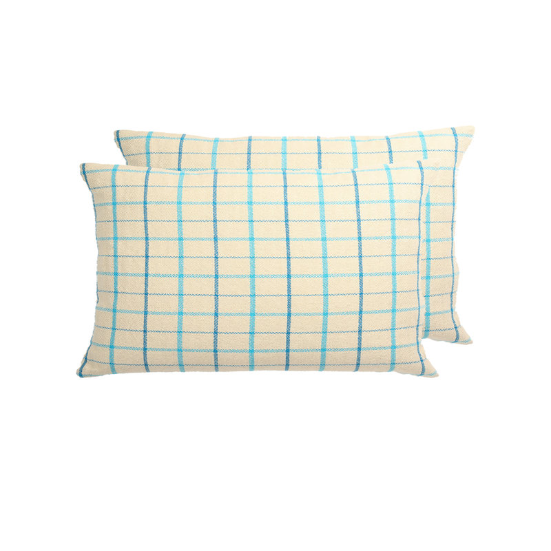 Coussin London, polyester, Blue Plaid, H 12 po x l 18 po