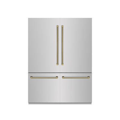 ZLINE Autograph 60 In. 32.2 Cu. Ft. French Door Built-In Bottom Freezer Refrigerator With Water Dispenser And Ice Maker In Stainless Steel With Graphi | Fridge.com