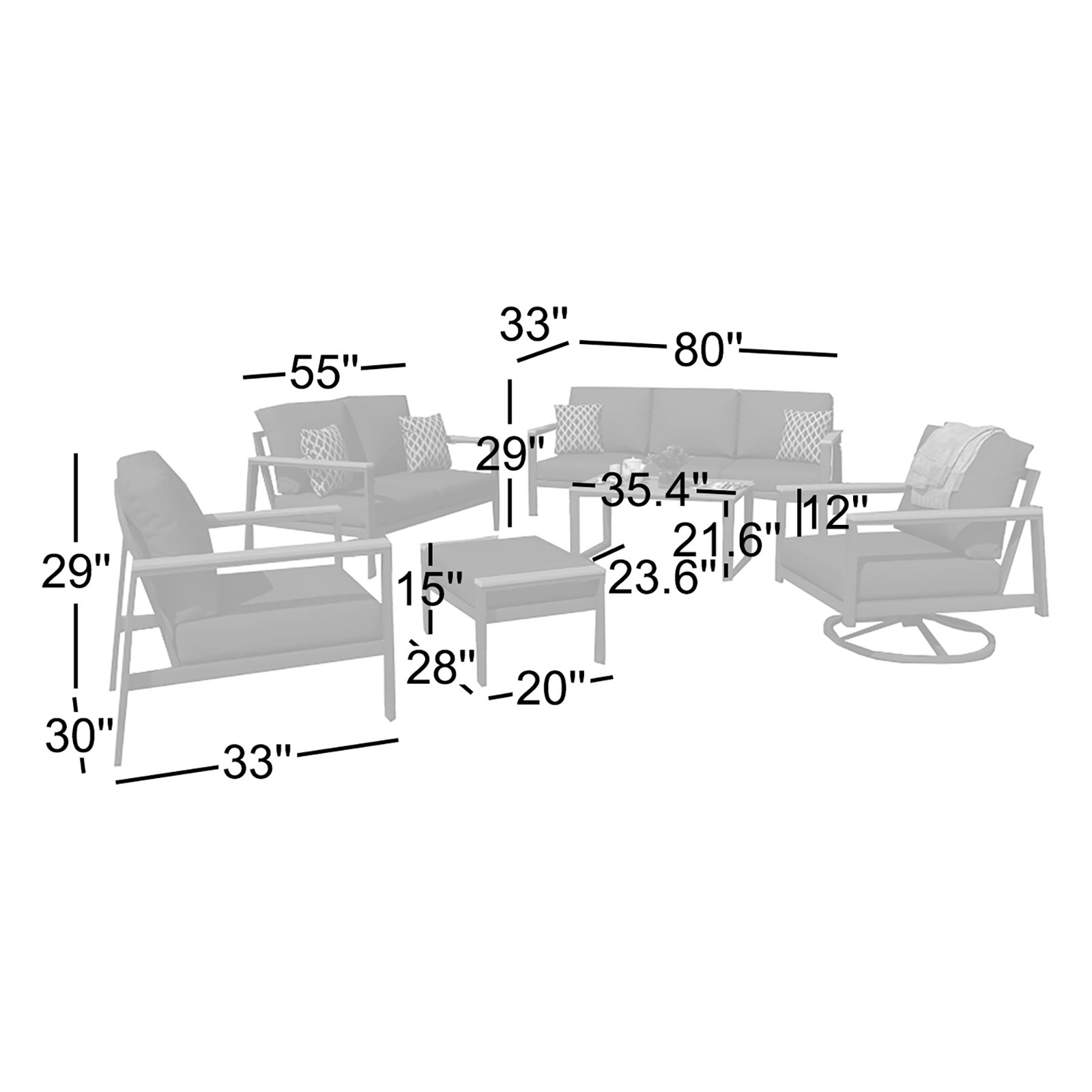 Townsend 8 - Person Patio Conversation Set with Cushions, Cavnas Granite