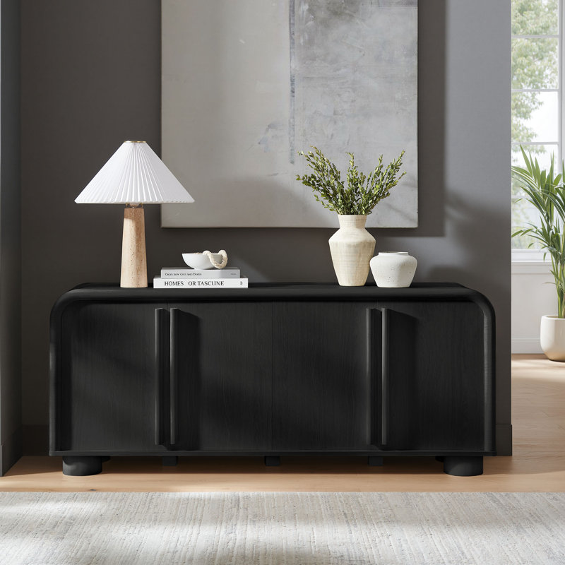 Buffet courbé 4 portes Herline en chêne noir