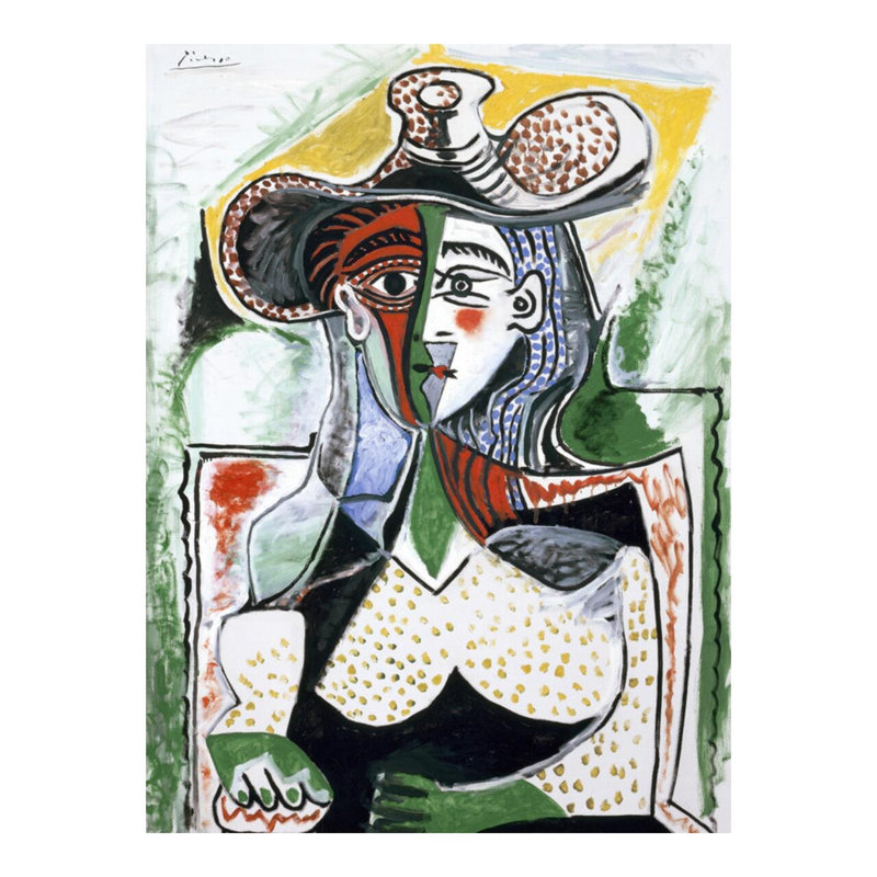 «Woman with a Large Hat» par Pablo Picasso - Impression giclée, H 20 po x l 16 po