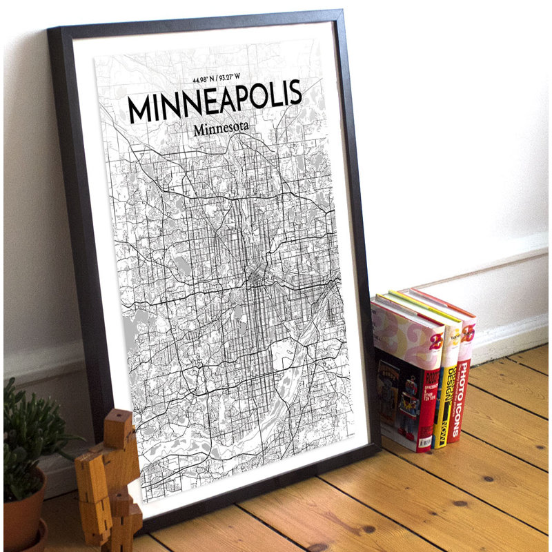 Minneapolis City Map - No Frame Print, 43.2 cm H x 27.9 cm x 0.13 cm D