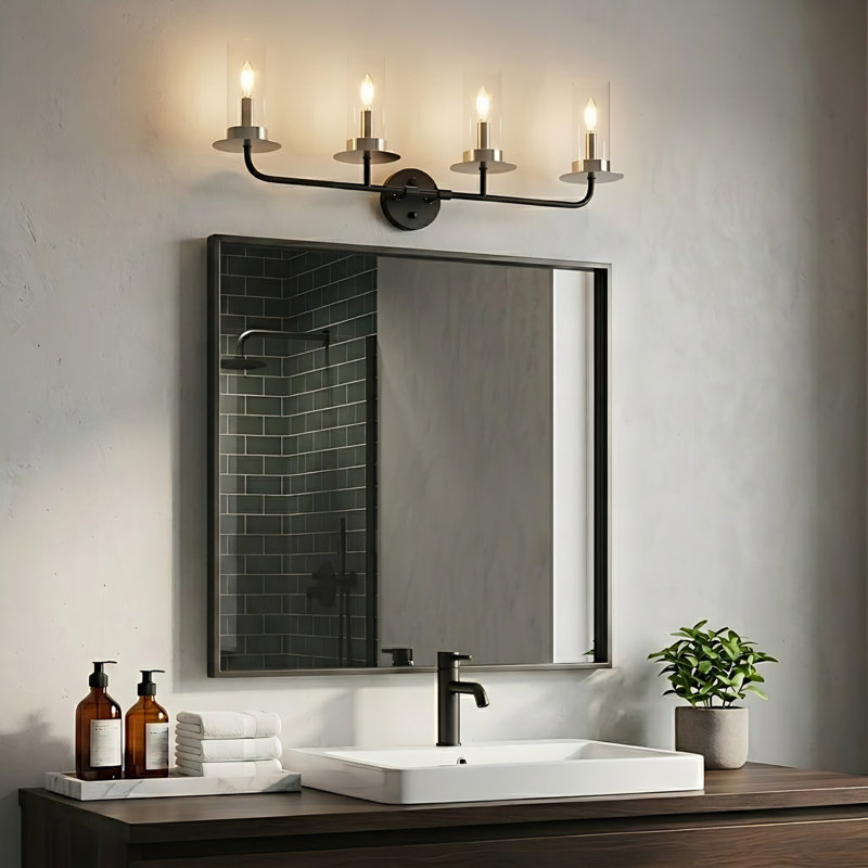 Éclairage pour salle de bain 4 lumières Florijan, Nickel brossé
