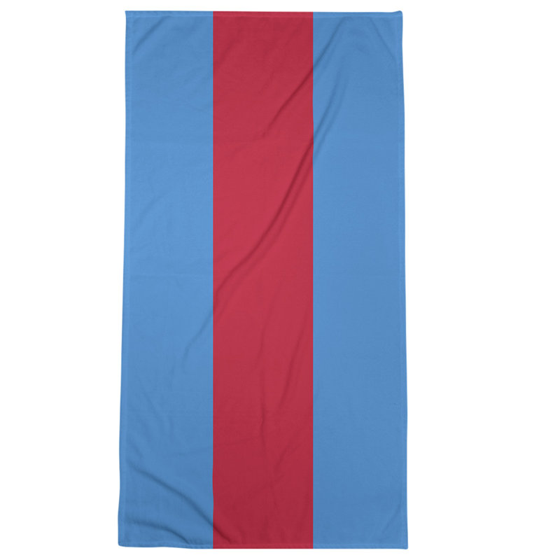 Cotton Blend Beach Towel, Light Blue/Red