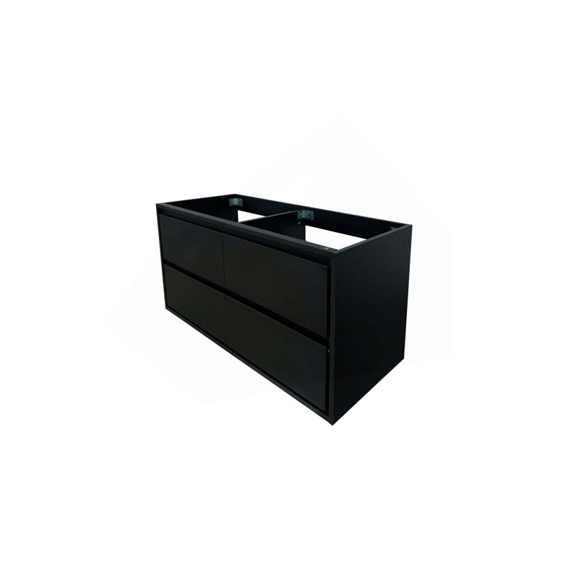 Armoire de meuble-lavabo mural avec lavabo, Noir, 48"