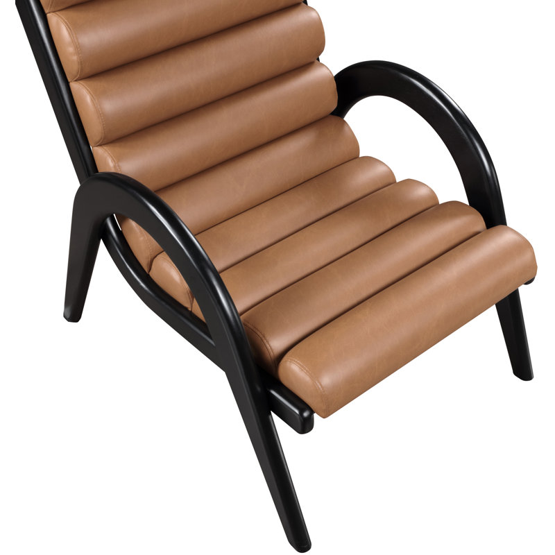 Fauteuil d'appoint en cuir Randal, Cognac Vegan Leathe, Noir, noir, noir, noir