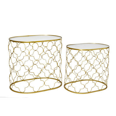 Peri Glass Top Frame Side Table Set