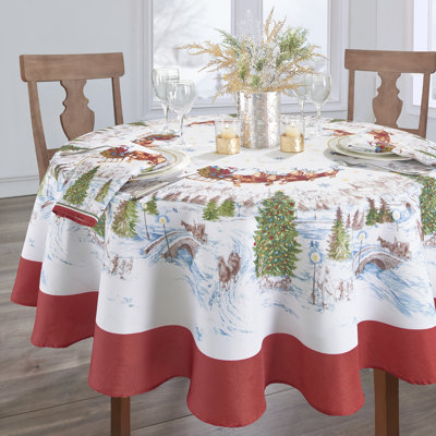 Liles Santa's Snowy Sleigh Ride Tablecloth