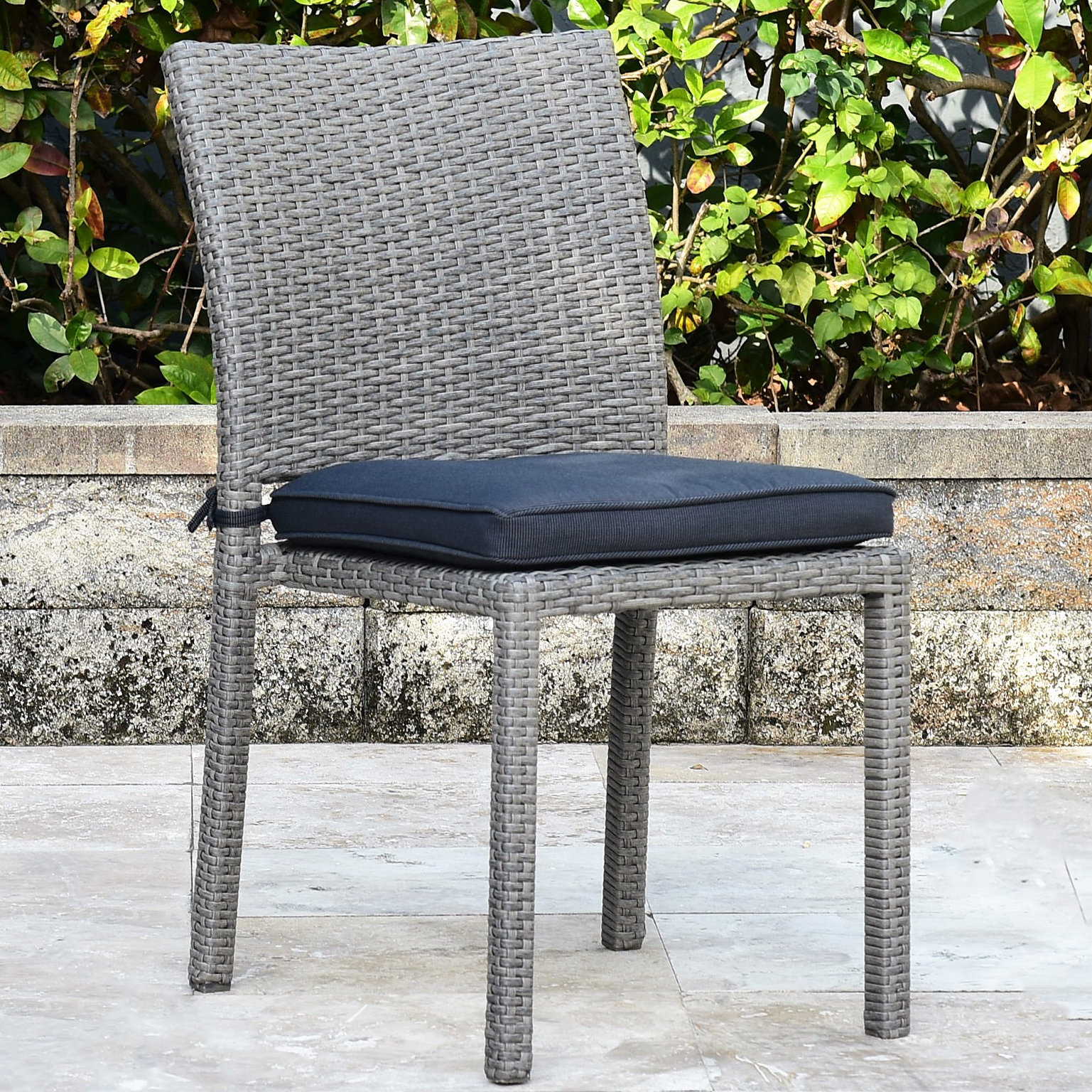 Alyisa Stackable Patio Side Chair, Gray, Gray