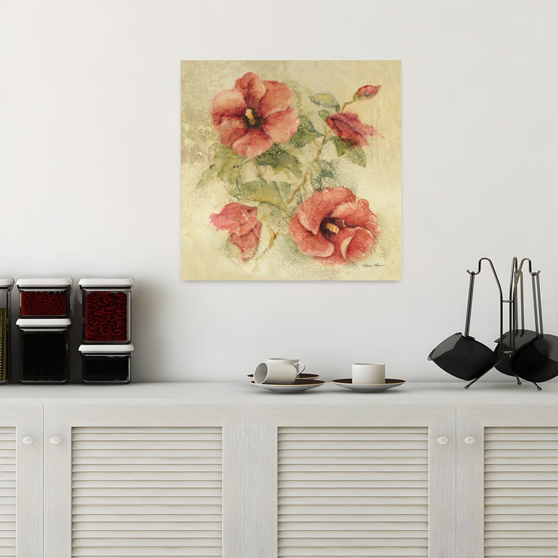 Hibiscus doux II, art tropical traditionnel rétro fleur d'hibiscus, H 18 po x l 18 po