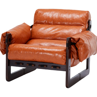 Medieval Modern Style Lounge Chair,Removable Armrests, Vintage Oil Wax Leather Sofa Chair, Vintage Style Decorative Chair, Suitable For Living Room, Study, Office