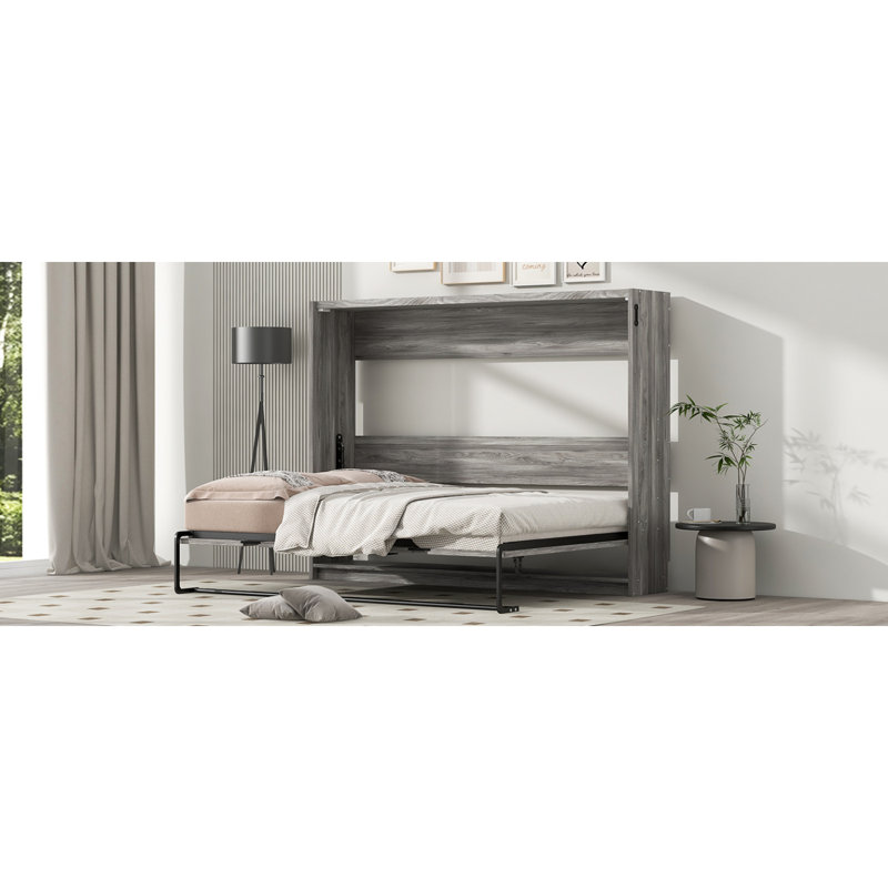 Full Size Murphy Bed, Can Be Folded Into A Cabinet, Gray