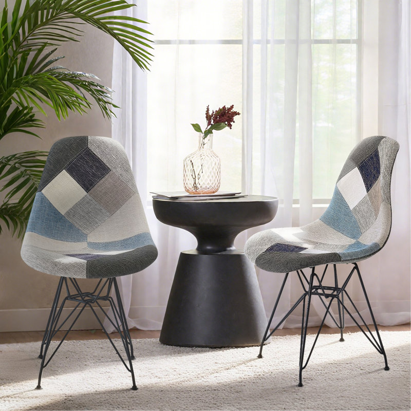 Chaise d'appoint en tissu de style bohème avec pieds chromés Patchwork