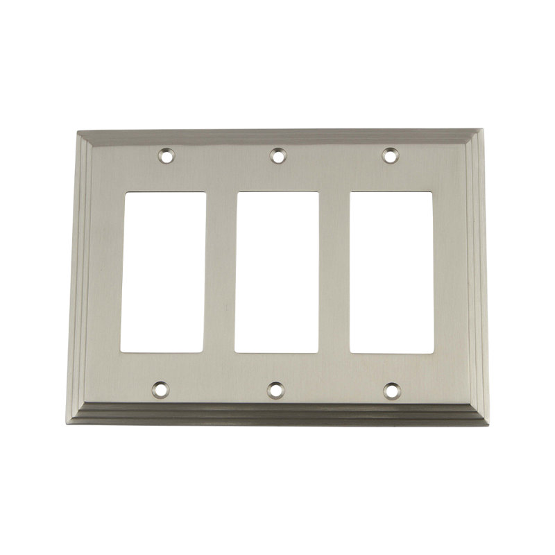 Deco 3-Gang Rocker Wall Plate, Satin Nickel