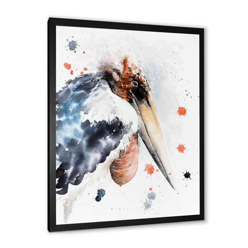 «Abstract Portrait of Marabou Stork», reproduction d'art sur toile encadrée, H 20 po x l 12 po x P 1 po, Cadre photo noir